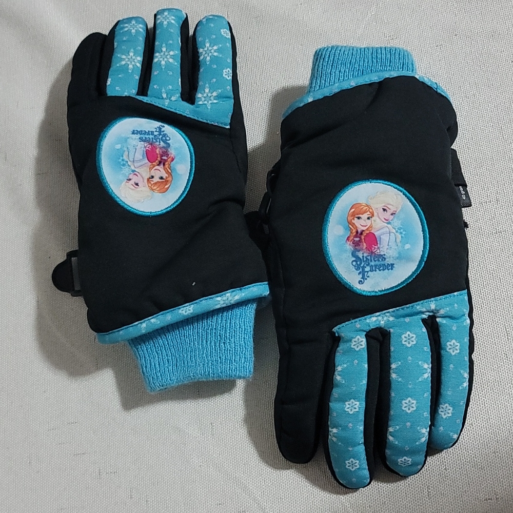 Thinsulated Disney Frozen Winter Gloves Light Blue & Black Sz. S in Girls